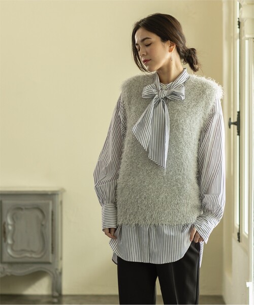 OPAQUE.CLIP（オペークドットクリップ）の「◆ラメシャギーニットベスト【洗濯機洗い可】（ベスト・レディース・ブルー系その他7/ライトグレー系5/チャコール/ベージュ系9・38/36/40）」の21枚目の写真