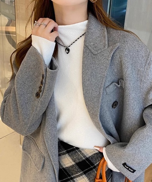 COCOMOMO(ココモモ)の「ハイネックニットトップス レイヤードトップス ニット ハイネック 長袖(ニット/セーター・レディース・ダークグレー/オレンジ/ホワイト/グリーン系/ブラウン/ライトブラウン/ブラック・FREE)」の18枚目の写真
