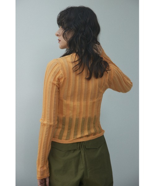 BLACK BY MOUSSY(ブラックバイマウジー)の「sheer stripe tops(シアーストライプトップス)(ニット/セーター・レディース・ネイビー/ブルー/オフホワイト/オレンジ・FREE)」の16枚目の写真