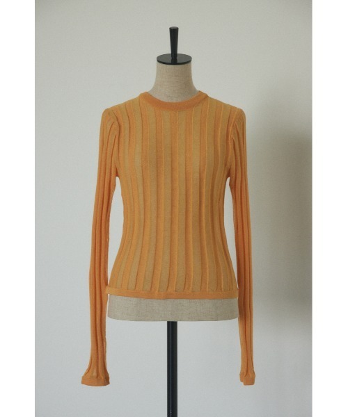 BLACK BY MOUSSY(ブラックバイマウジー)の「sheer stripe tops(シアーストライプトップス)(ニット/セーター・レディース・ネイビー/ブルー/オフホワイト/オレンジ・FREE)」の11枚目の写真