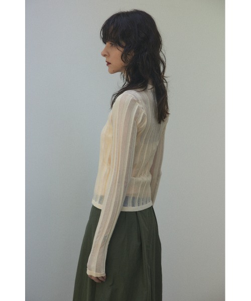 BLACK BY MOUSSY(ブラックバイマウジー)の「sheer stripe tops(シアーストライプトップス)(ニット/セーター・レディース・ネイビー/ブルー/オフホワイト/オレンジ・FREE)」の13枚目の写真