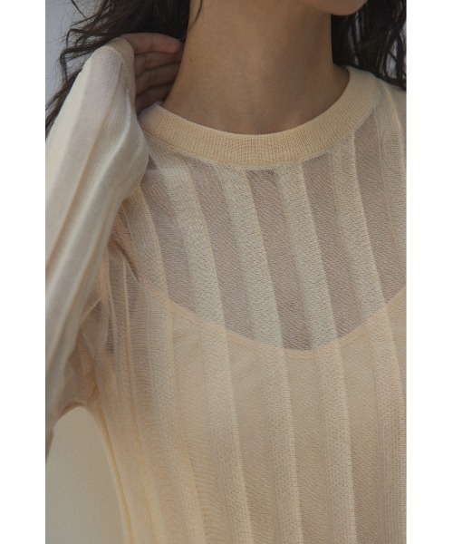 BLACK BY MOUSSY(ブラックバイマウジー)の「sheer stripe tops(シアーストライプトップス)(ニット/セーター・レディース・ネイビー/ブルー/オフホワイト/オレンジ・FREE)」の6枚目の写真