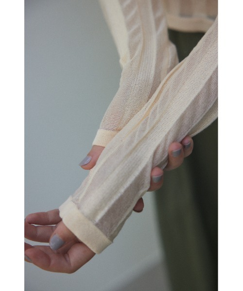 BLACK BY MOUSSY(ブラックバイマウジー)の「sheer stripe tops(シアーストライプトップス)(ニット/セーター・レディース・ネイビー/ブルー/オフホワイト/オレンジ・FREE)」の7枚目の写真