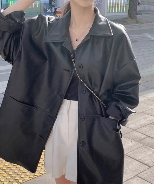 Ritzy（リッツィー）の「オーバーサイズ  PUジャケット（その他アウター・レディース・ブラック・M/L）」の2枚目の写真