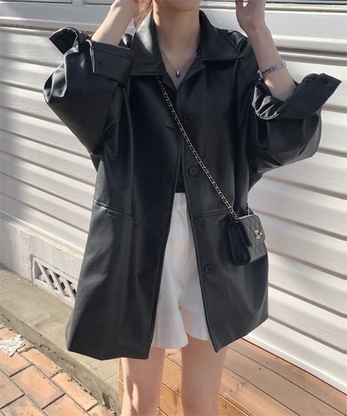 Ritzy（リッツィー）の「オーバーサイズ  PUジャケット（その他アウター・レディース・ブラック・M/L）」の4枚目の写真