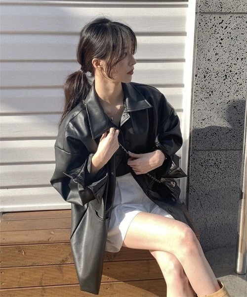 Ritzy（リッツィー）の「オーバーサイズ  PUジャケット（その他アウター・レディース・ブラック・M/L）」の6枚目の写真