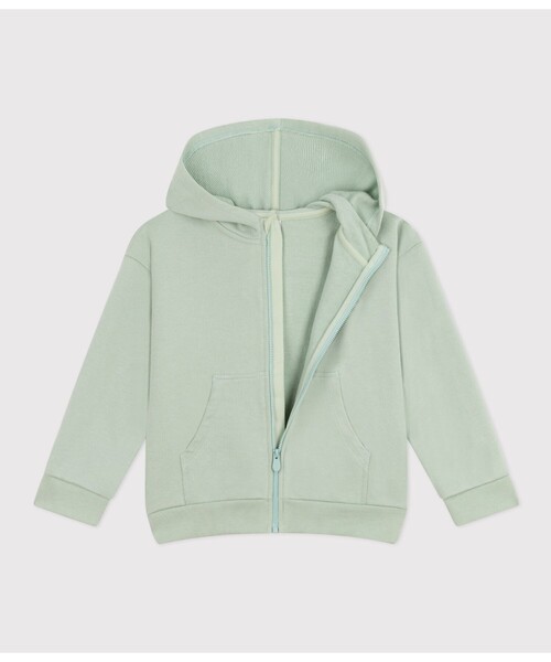 PETIT BATEAU（プチバトー）の「スウェットジップアップパーカ（パーカー・キッズ・ライトグリーン・3YEAR/4YEAR/5YEAR）」の2枚目の写真