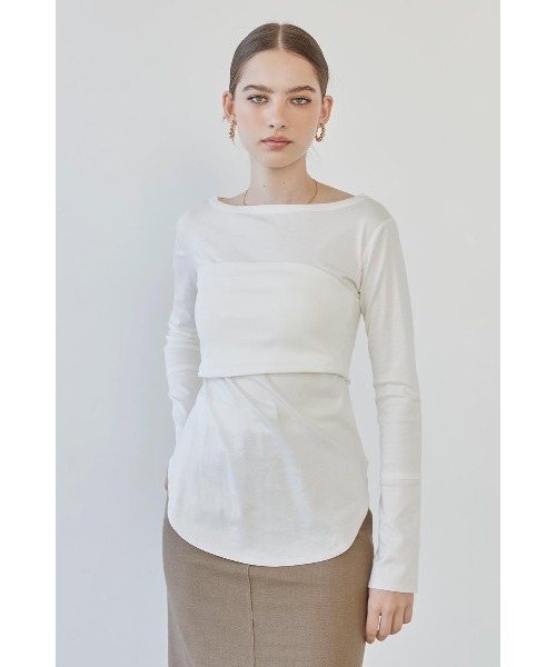 セール】Round Hem Long Sleeve Tee & Padded Tube Top