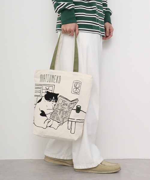 JUNESELECT 天ファスナー付きマツネコトートバッグ（トートバッグ