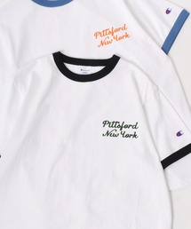 Champion/チャンピオン コットンUSA カレッジロゴプリント ワンポイント刺繍 半袖Tシャツ/リンガーT/レディース メンズ