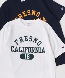 Champion/チャンピオン コットンUSA カレッジロゴプリント ワンポイント刺繍 半袖Tシャツ/リンガーT/レディース メンズ