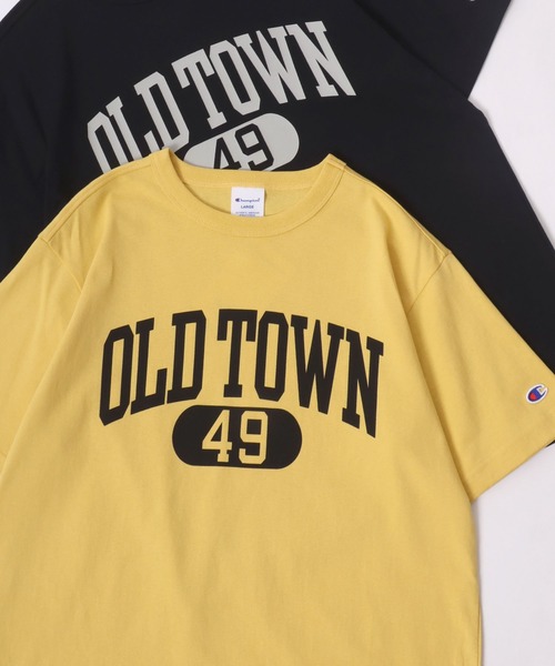 Champion(チャンピオン)の「Champion/チャンピオン コットンUSA カレッジロゴプリント ワンポイント刺繍 半袖Tシャツ/リンガーT/レディース メンズ(Tシャツ/カットソー・メンズ・ネイビー/ホワイト/ホワイト系その他/ホワイト系その他3/ホワイト系その他2/ホワイト系その他4/グリーン/イエロー/ブルー系その他/ブラック・M/L/XL)」の1枚目の写真