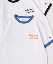 Champion/チャンピオン コットンUSA カレッジロゴプリント ワンポイント刺繍 半袖Tシャツ/リンガーT/レディース メンズ