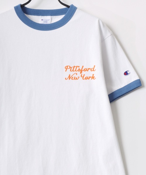 Champion(チャンピオン)の「Champion/チャンピオン コットンUSA カレッジロゴプリント ワンポイント刺繍 半袖Tシャツ/リンガーT/レディース メンズ(Tシャツ/カットソー・メンズ・ネイビー/ホワイト/ホワイト系その他/ホワイト系その他3/ホワイト系その他2/ホワイト系その他4/グリーン/イエロー/ブルー系その他/ブラック・M/L/XL)」の14枚目の写真