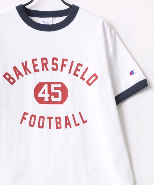 Champion(チャンピオン)の「Champion/チャンピオン コットンUSA カレッジロゴプリント ワンポイント刺繍 半袖Tシャツ/リンガーT/レディース メンズ(Tシャツ/カットソー・メンズ・ネイビー/ホワイト/ホワイト系その他/ホワイト系その他3/ホワイト系その他2/ホワイト系その他4/グリーン/イエロー/ブルー系その他/ブラック・M/L/XL)」の15枚目の写真