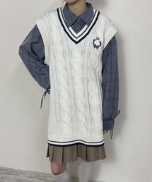 NICOLE CLUB（ニコル　クラブ）の「配色ケーブルニットベスト（ベスト）」