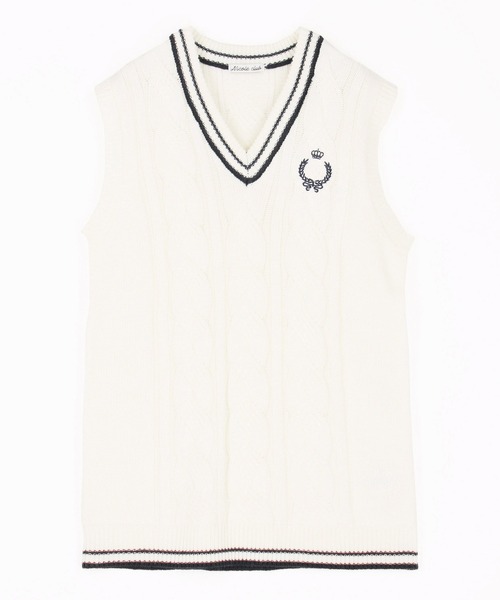 NICOLE CLUB（ニコル　クラブ）の「配色ケーブルニットベスト（ベスト・レディース・グリーン/ブラック/オフホワイト・FREE）」の20枚目の写真