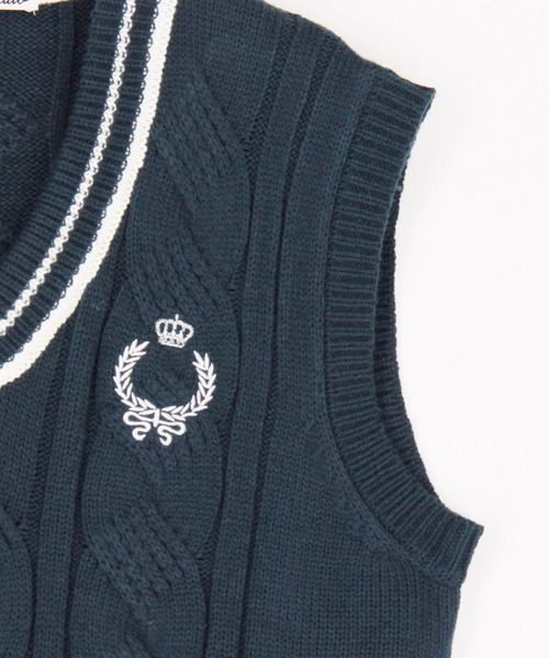 NICOLE CLUB（ニコル　クラブ）の「配色ケーブルニットベスト（ベスト・レディース・グリーン/ブラック/オフホワイト・FREE）」の8枚目の写真