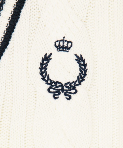 NICOLE CLUB（ニコル　クラブ）の「配色ケーブルニットベスト（ベスト・レディース・グリーン/ブラック/オフホワイト・FREE）」の10枚目の写真