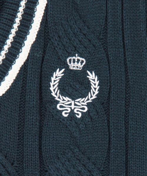 NICOLE CLUB（ニコル　クラブ）の「配色ケーブルニットベスト（ベスト・レディース・グリーン/ブラック/オフホワイト・FREE）」の11枚目の写真