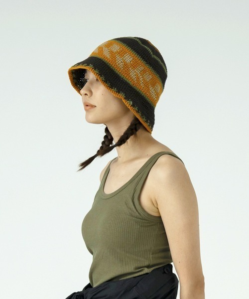 MAISON mou(メゾンムー)の「【SUBLIME/サブライム】FINE HANDKNIT HAT ハンドニット ハットSB241-0422(ハット・レディース・ブラウン/オフホワイト/ネイビー・FREE)」の2枚目の写真