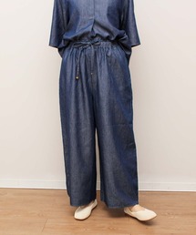 【L~6L 大きいサイズ】イージーワイドパンツ セットアップ可能 ウエストゴム
