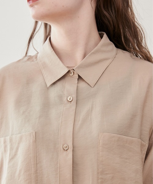 ANGIE（アンジー）の「半袖 シアー シャツ（シャツ/ブラウス・レディース・ライトグレー/ベージュ/スミクロ/オフホワイト・FREE）」の15枚目の写真