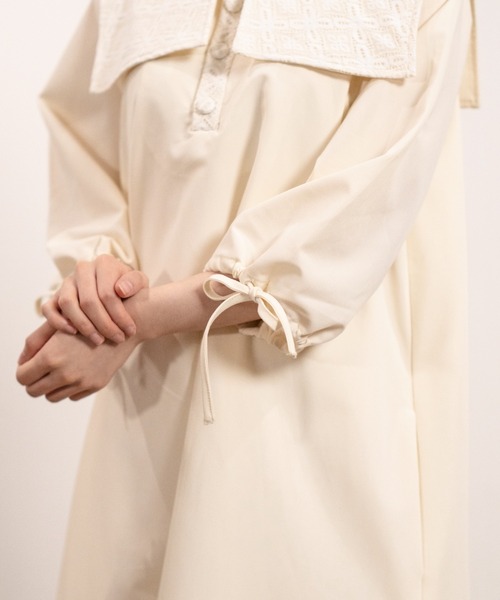 INTER FACTORY（インターファクトリー）の「レースセーラー襟のリボンワンピース　made in INTER FACTORY（ワンピース・レディース・ホワイト/グレイッシュブルー/ライトブルー・FREE）」の18枚目の写真