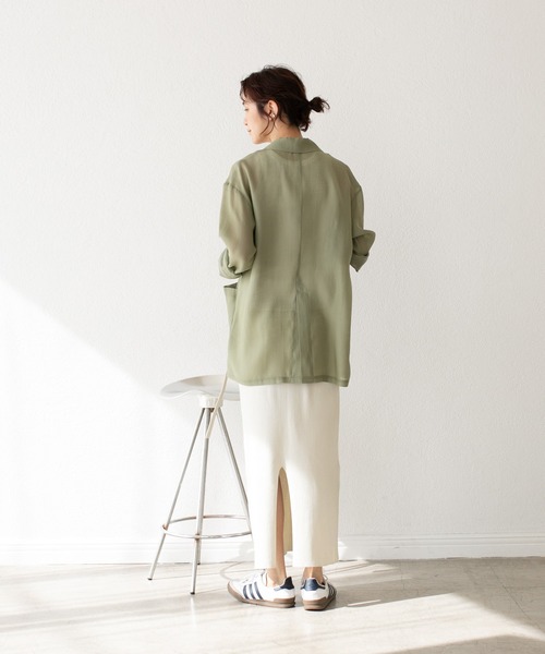 RIVE DROITE（リヴドロワ）の「シアーオーガンジージャケット（テーラードジャケット・レディース・カーキ/ブラック/ベージュ・FREE）」の7枚目の写真