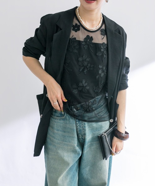 楽天市場】 長袖 レディース オーガンジー ジャケット 光沢 シア