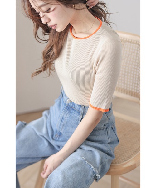 La-gemme(ラジェム)の「配色リブニットトップス(ニット/セーター・レディース・ホワイト×ブラック/ベージュ系その他3/ブラック×ホワイト/ベージュ系その他/ベージュ系その他2・M/L)」の12枚目の写真