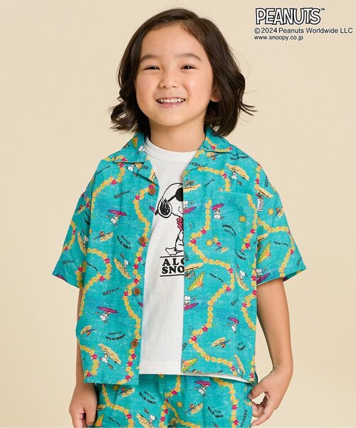 F.O.KIDS(エフオーキッズ)の「【セットアップ・お揃い可能】PEANUTS ALOHA SHIRTS(シャツ/ブラウス・キッズ・ターコイズブルー/ブラック/キナリ・150/140/130/80/120/110/100/90/95)」の3枚目の写真