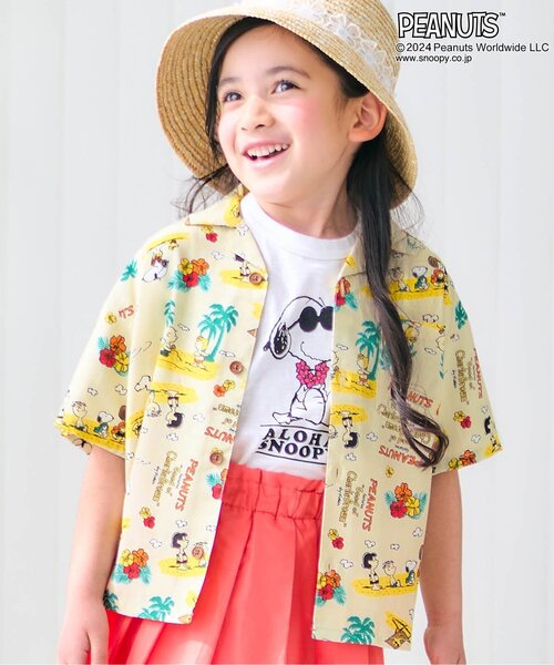 F.O.KIDS(エフオーキッズ)の「【セットアップ・お揃い可能】PEANUTS ALOHA SHIRTS(シャツ/ブラウス・キッズ・ターコイズブルー/ブラック/キナリ・150/140/130/80/120/110/100/90/95)」の2枚目の写真