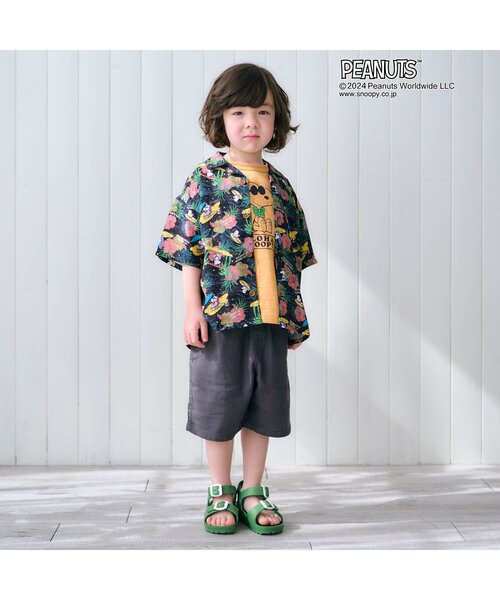 F.O.KIDS(エフオーキッズ)の「【セットアップ・お揃い可能】PEANUTS ALOHA SHIRTS(シャツ/ブラウス・キッズ・ターコイズブルー/ブラック/キナリ・150/140/130/80/120/110/100/90/95)」の4枚目の写真