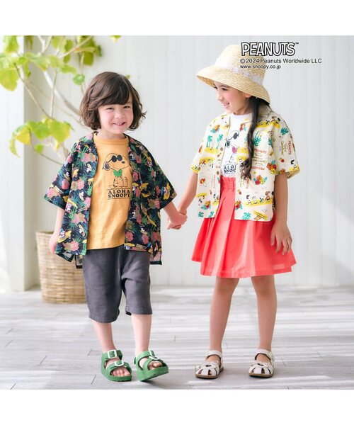 F.O.KIDS(エフオーキッズ)の「【セットアップ・お揃い可能】PEANUTS ALOHA SHIRTS(シャツ/ブラウス・キッズ・ターコイズブルー/ブラック/キナリ・150/140/130/80/120/110/100/90/95)」の8枚目の写真