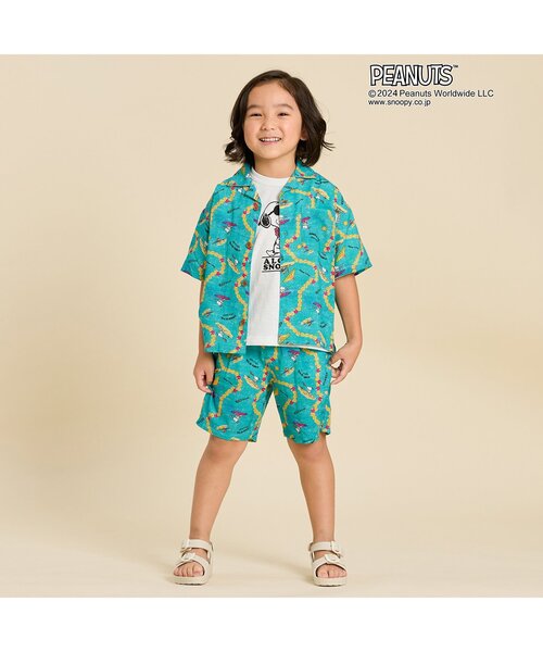 F.O.KIDS(エフオーキッズ)の「【セットアップ・お揃い可能】PEANUTS ALOHA SHIRTS(シャツ/ブラウス・キッズ・ターコイズブルー/ブラック/キナリ・150/140/130/80/120/110/100/90/95)」の10枚目の写真