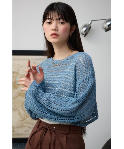 MACPHEE クロップドニット S 青 楽天市場】ブルー（ブランドマカフィー）（セーター｜ニット