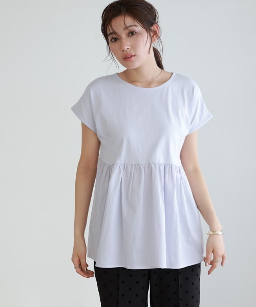 Pierrot（ピエロ）の「ドッキングヘムフレンチTシャツ（Tシャツ/カットソー・レディース・オフホワイト/グレー系その他/ブラック/ブルー系その他/ネイビー・L/M）」の5枚目の写真