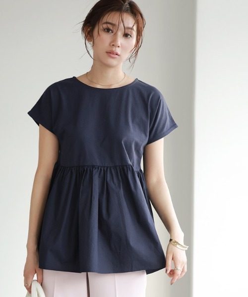 Pierrot（ピエロ）の「ドッキングヘムフレンチTシャツ（Tシャツ/カットソー・レディース・オフホワイト/グレー系その他/ブラック/ブルー系その他/ネイビー・L/M）」の4枚目の写真