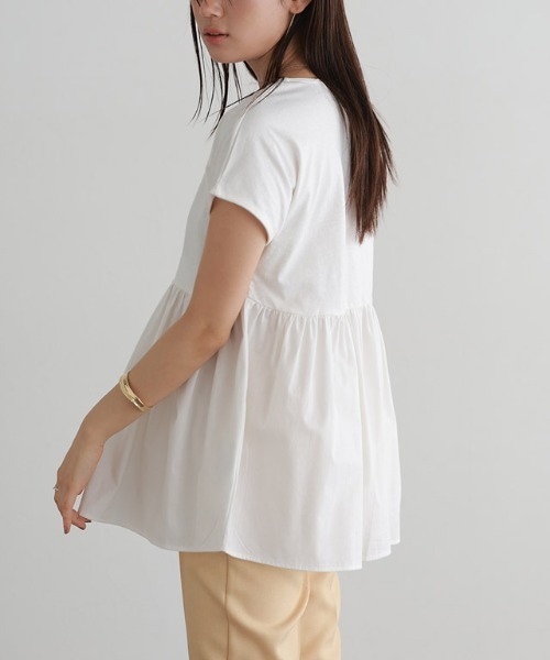 Pierrot（ピエロ）の「ドッキングヘムフレンチTシャツ（Tシャツ/カットソー・レディース・オフホワイト/グレー系その他/ブラック/ブルー系その他/ネイビー・L/M）」の2枚目の写真