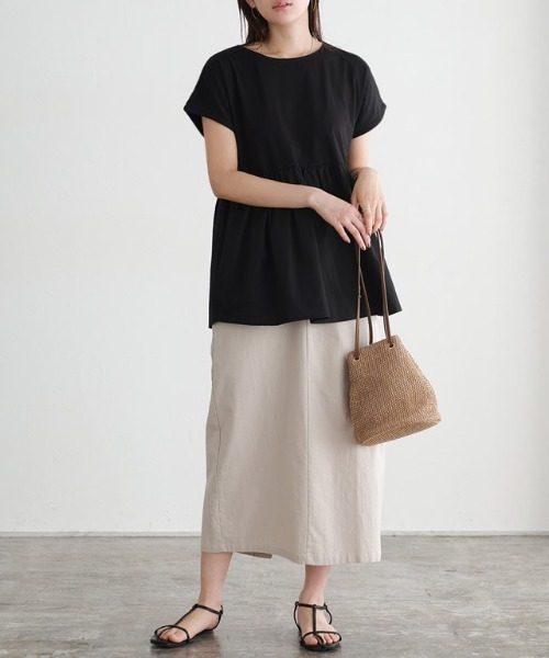 Pierrot（ピエロ）の「ドッキングヘムフレンチTシャツ（Tシャツ/カットソー・レディース・オフホワイト/グレー系その他/ブラック/ブルー系その他/ネイビー・L/M）」の11枚目の写真