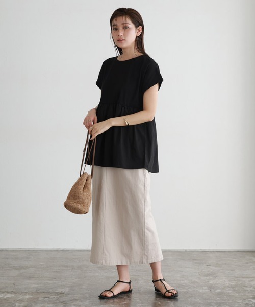 Pierrot（ピエロ）の「ドッキングヘムフレンチTシャツ（Tシャツ/カットソー・レディース・オフホワイト/グレー系その他/ブラック/ブルー系その他/ネイビー・L/M）」の13枚目の写真