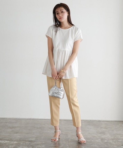 Pierrot（ピエロ）の「ドッキングヘムフレンチTシャツ（Tシャツ/カットソー・レディース・オフホワイト/グレー系その他/ブラック/ブルー系その他/ネイビー・L/M）」の8枚目の写真