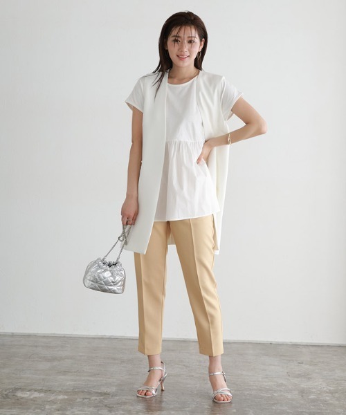 Pierrot（ピエロ）の「ドッキングヘムフレンチTシャツ（Tシャツ/カットソー・レディース・オフホワイト/グレー系その他/ブラック/ブルー系その他/ネイビー・L/M）」の9枚目の写真