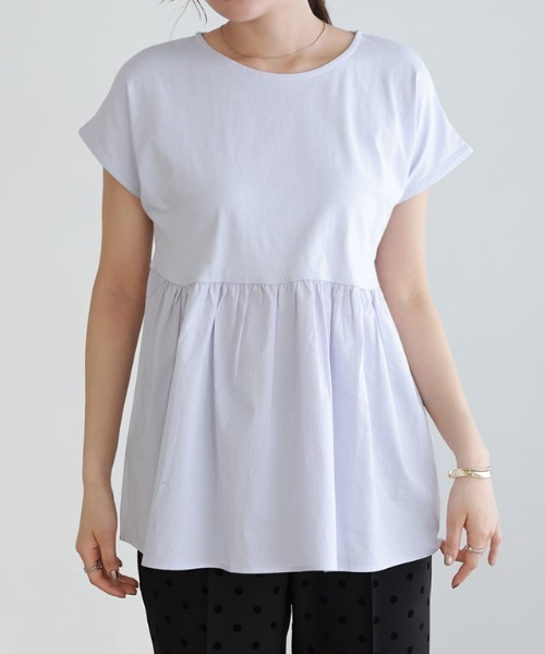 Pierrot（ピエロ）の「ドッキングヘムフレンチTシャツ（Tシャツ/カットソー・レディース・オフホワイト/グレー系その他/ブラック/ブルー系その他/ネイビー・L/M）」の16枚目の写真