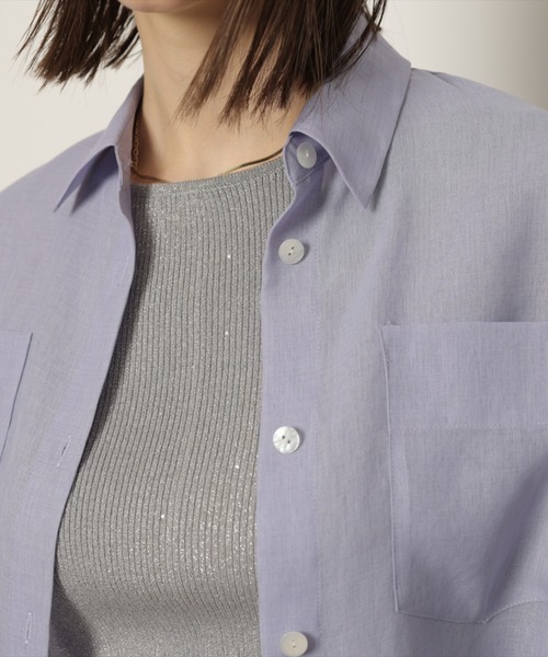 CADUNE（カデュネ）の「シアーシャツ（シャツ/ブラウス・レディース・ライトブルー/ブラック/ホワイト/ベージュ/ライトパープル/グリーン/ネイビー/ピンク・38/36）」の18枚目の写真