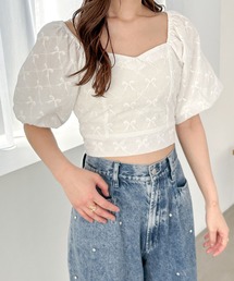 Heather | コットンリボンレースブラウス（半袖）　126516(シャツ/ブラウス)