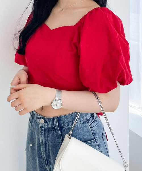 Heather（ヘザー）の「コットンリボンレースブラウス（半袖）　126516（シャツ/ブラウス・レディース・ブラック/レッド/オフホワイト・FREE）」の19枚目の写真