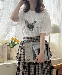 犬プリントデザイン半袖Tシャツ
