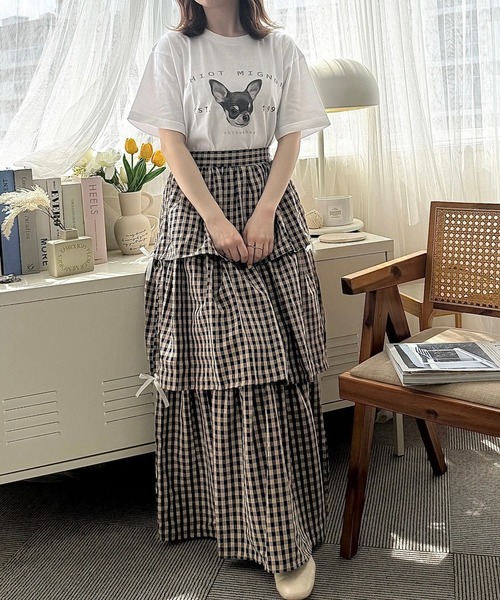 cuorequal(クオレコール)の「犬プリントデザイン半袖Tシャツ(Tシャツ/カットソー・レディース・ホワイト・LARGE/MEDIUM)」の12枚目の写真